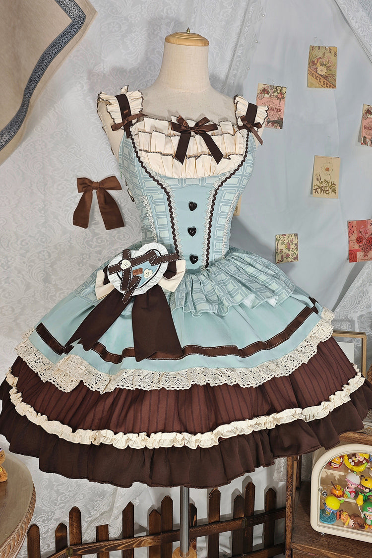 Mint Chocolate Sweet Lolita JSK Dress in Green and Brown - image 3