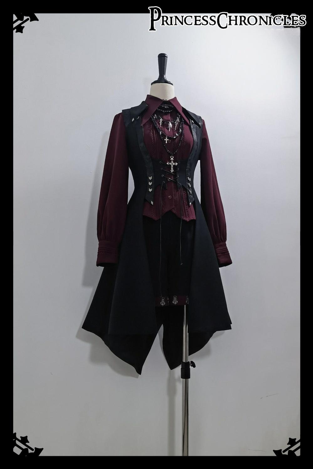Red and Black 4.0 - Ouji Lolita Long Vest & Red Blouse - image 14