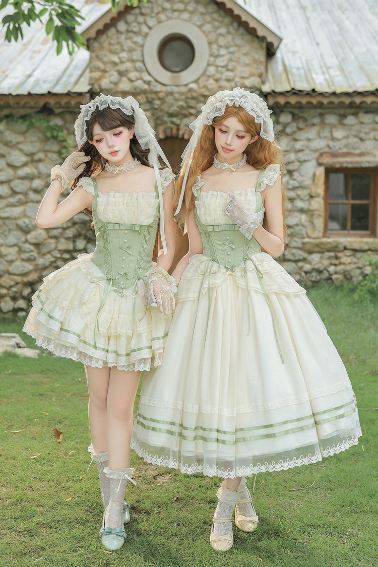Green Fishbone Sweet Lolita JSK Dress Two Versions - image 1