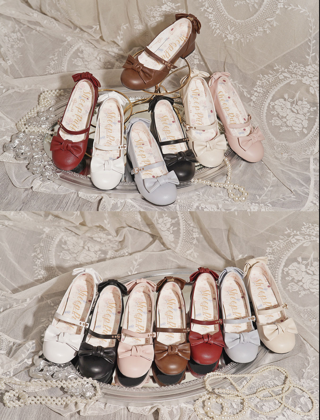 Elegant Lolita Bownot Retro High Heel Shoes - image 2