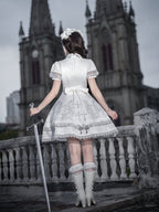 White Lily Embroidery Lace Gothic Lolita Dress - image 5