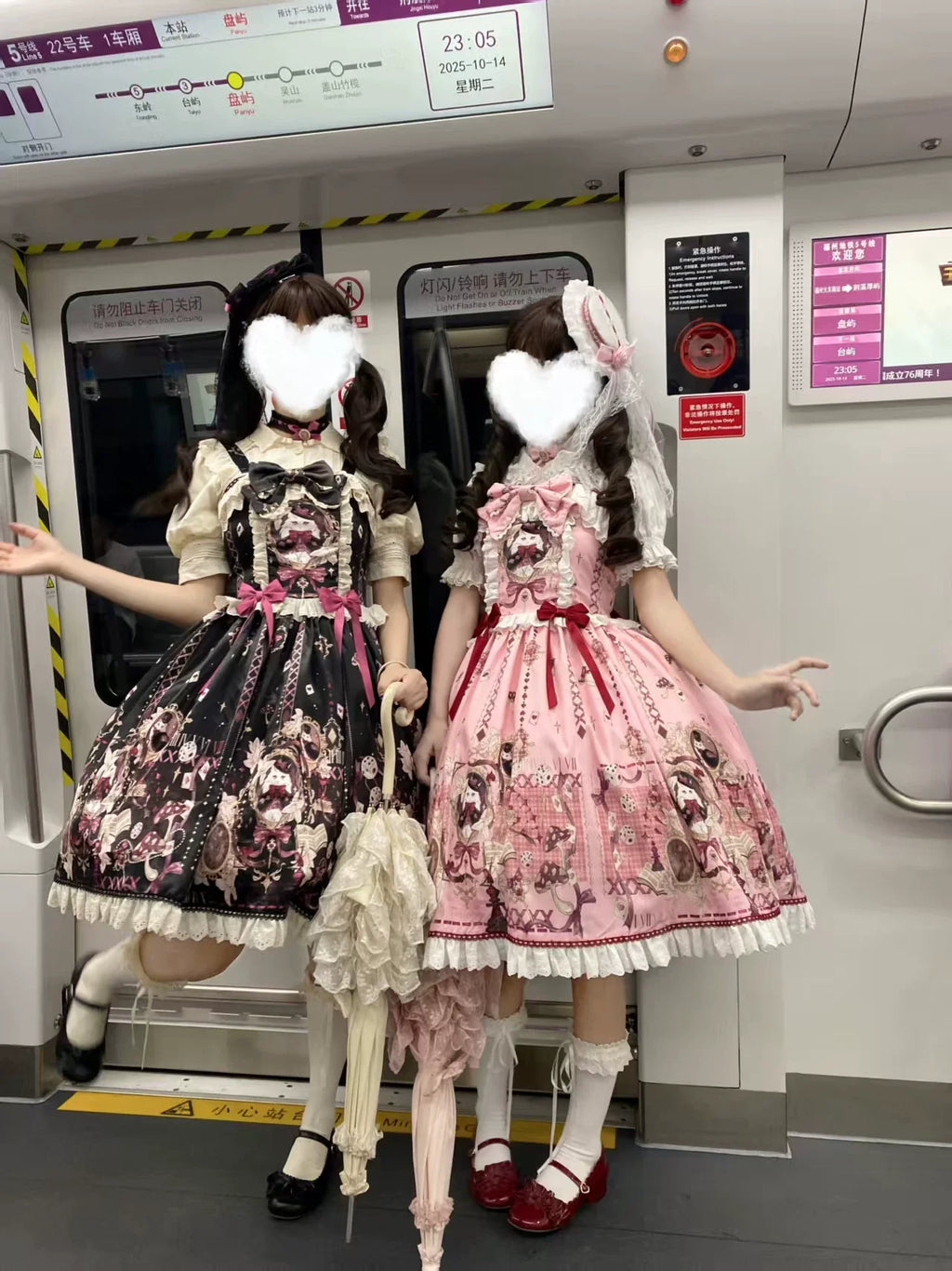 Illusion Meow Duke Pink Cat Print Sweet Lolita OP and JSK Dress and Accessories - image 6