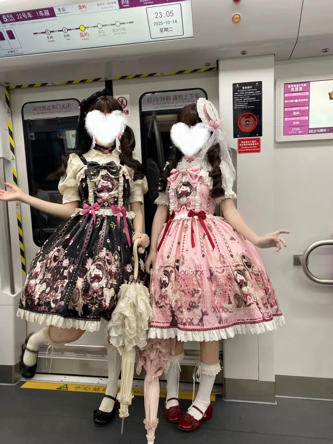 Illusion Meow Duke Pink Cat Print Sweet Lolita OP and JSK Dress and Accessories - image 6