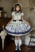 Fantasy Lamb Jacquard Print White Classic Lolita OP and Accessories - image 1