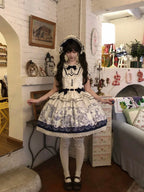 Fantasy Lamb Jacquard Print White Classic Lolita OP and Accessories - image 11