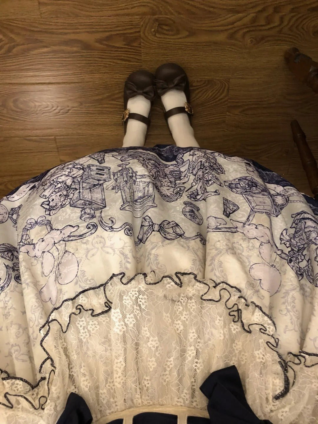 Fantasy Lamb Jacquard Print White Classic Lolita OP and Accessories - image 9