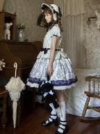 Fantasy Lamb Jacquard Print White Classic Lolita OP and Accessories - image 6