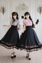 Miss Lola · Snow Kiss - Stand Collar Short Puff Sleeves Ruffled Color-Blocked Faux Two-Piece Sweet Lolita Long Dress 3 Colors - image 7