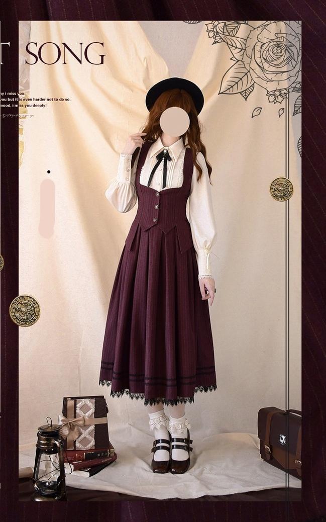 Griffin's Promise - Classic Lolita Skirt Striped Plaid Elegant SK - image 3