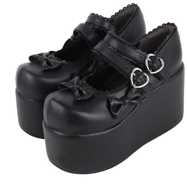 Angelic Imprint - Punk Lolita Shoes High Platform Shoes with Bow - image 2