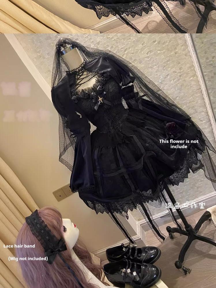 Rose Cage - Gothic Lolita Black Suspender Dress - image 16