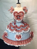 Scarlet and Navy Cherry Polka-Dot Lace JSK - Rosede Cheese - image 1