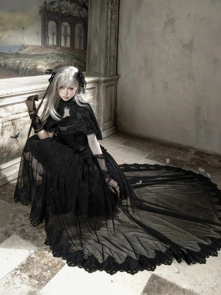 Black Kuro Elegant JSK, Cape and Overlay Set - image 6