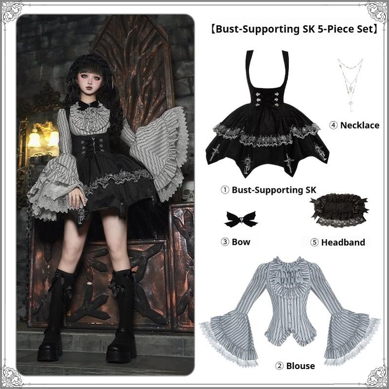 Raven's Night Song Oriental Gothic Lolita Dress Set - image 11
