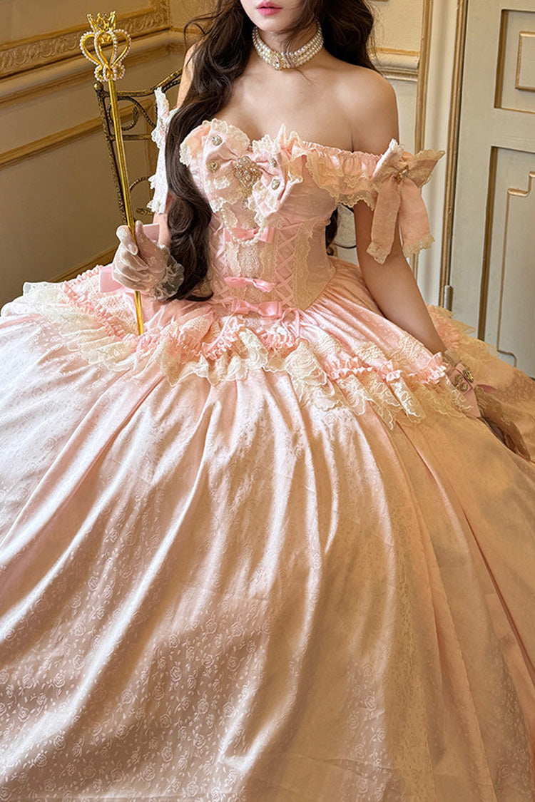 Pink White Moonlight Lover Elegant Lolita Strapless Dress - image 7