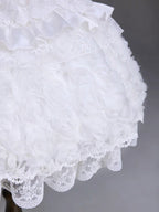 White Hime Lolita Elegant JSK Dress Cape Brooch and High-Low Overlay Set - image 4