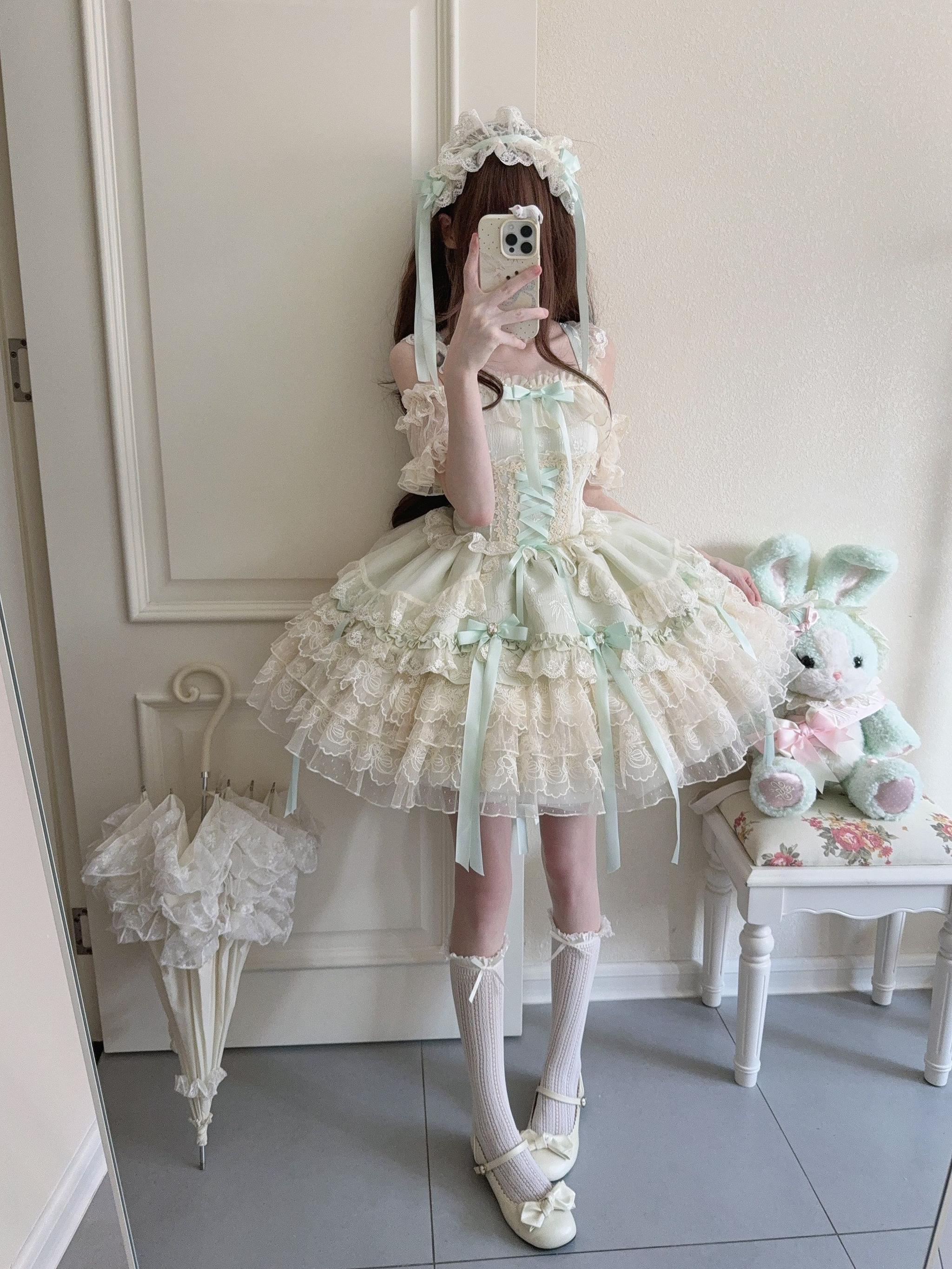 Ribbons of Love Sweet Lolita Tiered JSK Dress - image 6