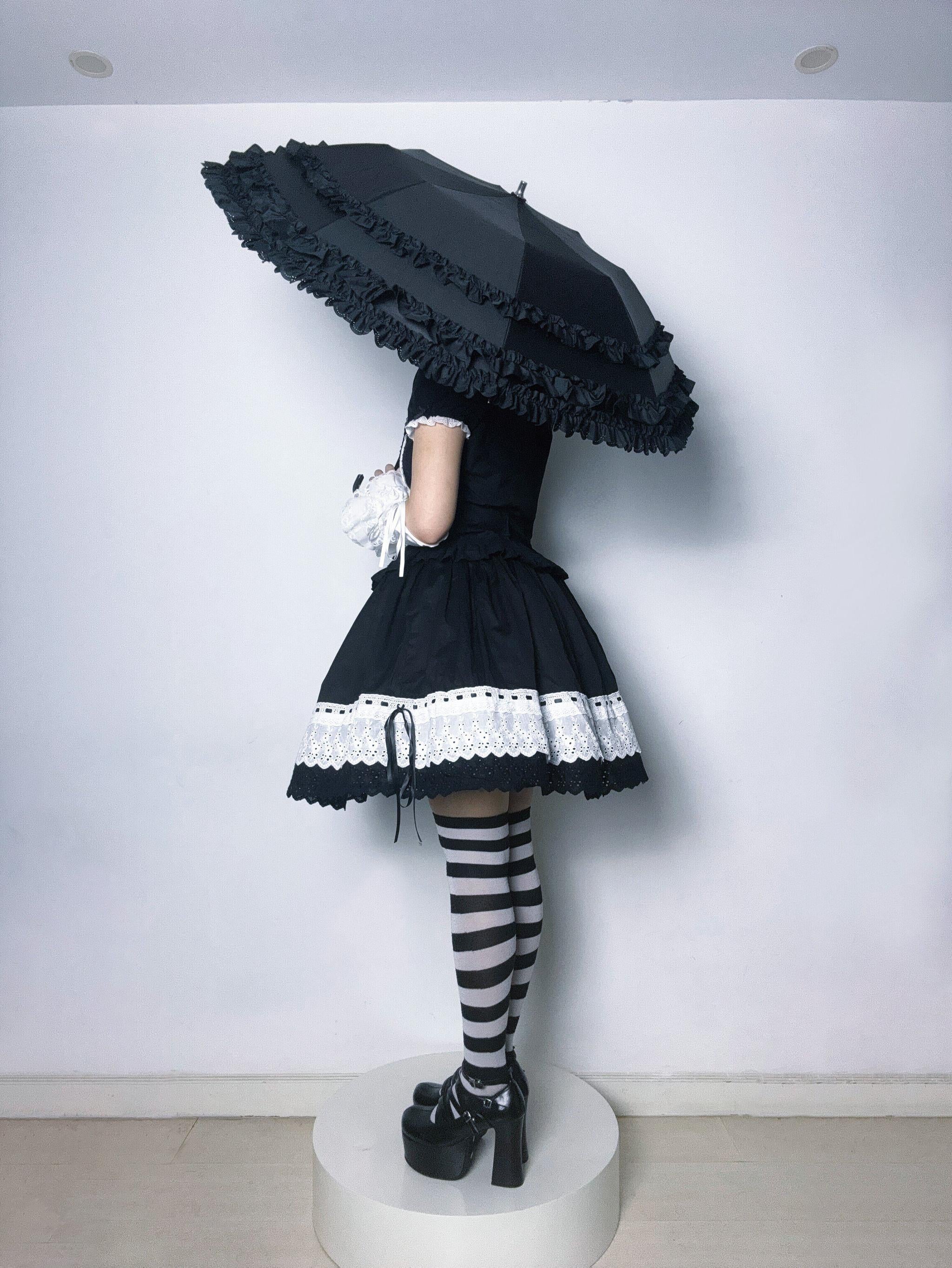 Raven and Lace Classic Lolita Foldable Ruffle Parasol - image 15