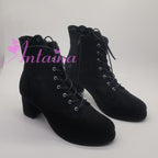 Retro Lolita Shoes High Heel Suede Shoes Petal Shaped Topline Customized - image 8