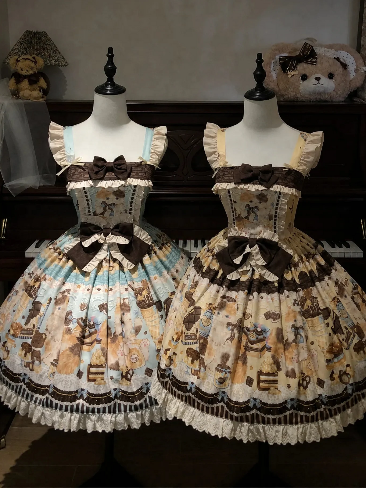 Chocolate Cake Party Honey Cat Print Sweet Lolita JSK - image 1