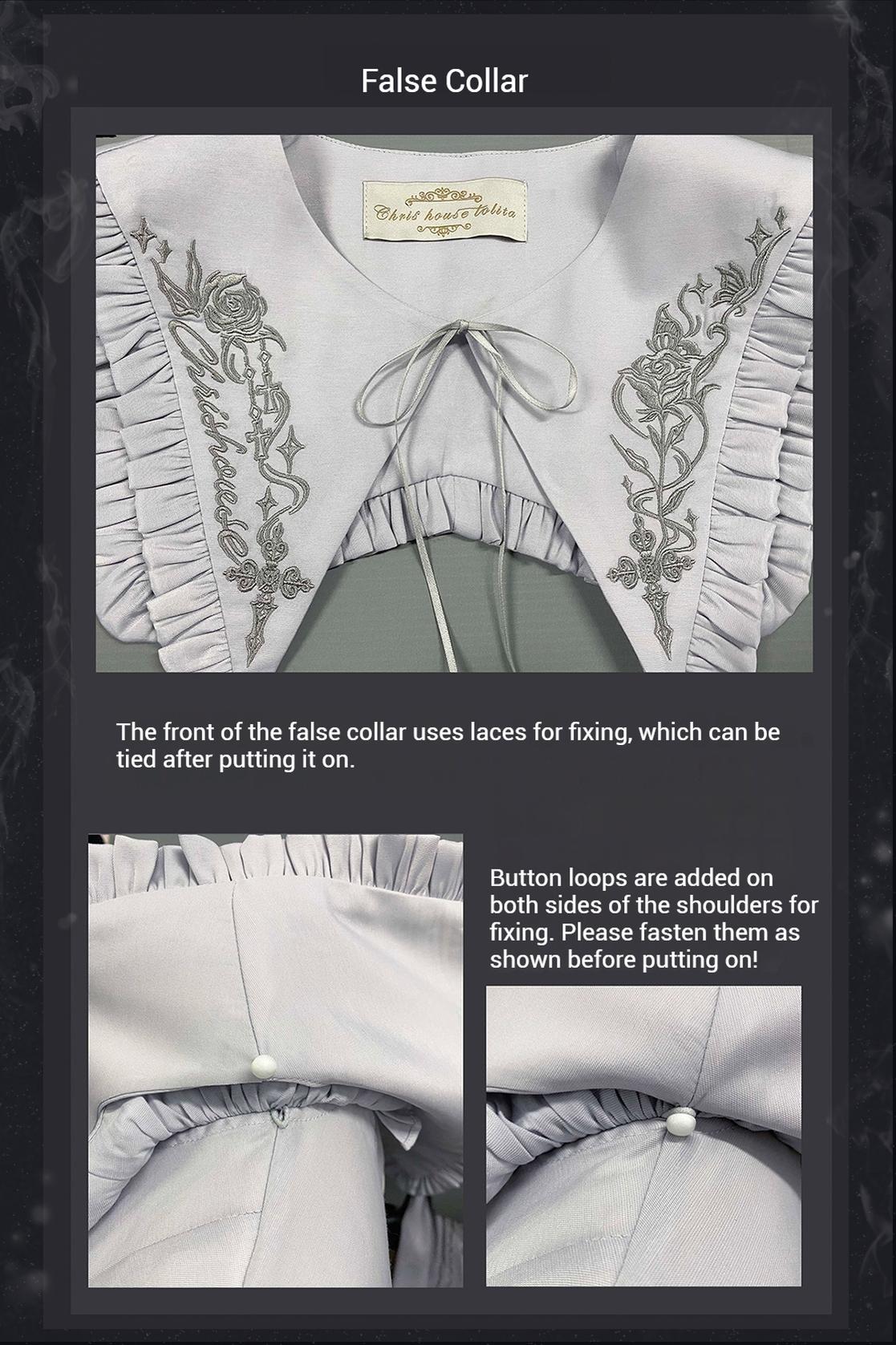 Witch Notes - Gothic Lolita Embroidered Dress Suit, Cross and Rose Print - image 46