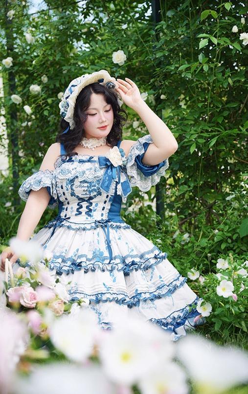 Mulberry Poetry Collection - Plus Size Lolita Printed Top & Skirt Set with Embroidery - image 10