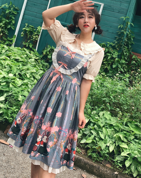 Plus Size Lolita Blouse, Oversized Short Sleeve Shirt - image 14