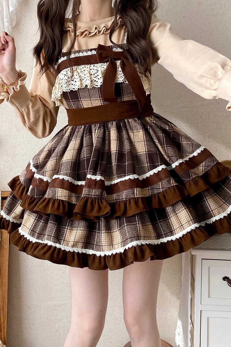 Caramel Cocoa Double-Layered Sweet Lolita JSK Dress - image 8