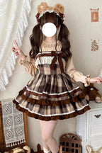 Caramel Cocoa Double-Layered Sweet Lolita JSK Dress - image 2