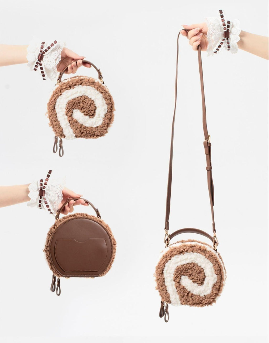 Little Swiss Roll - Cute Plush Lolita Bag, Adjustable Crossbody Strap - image 7