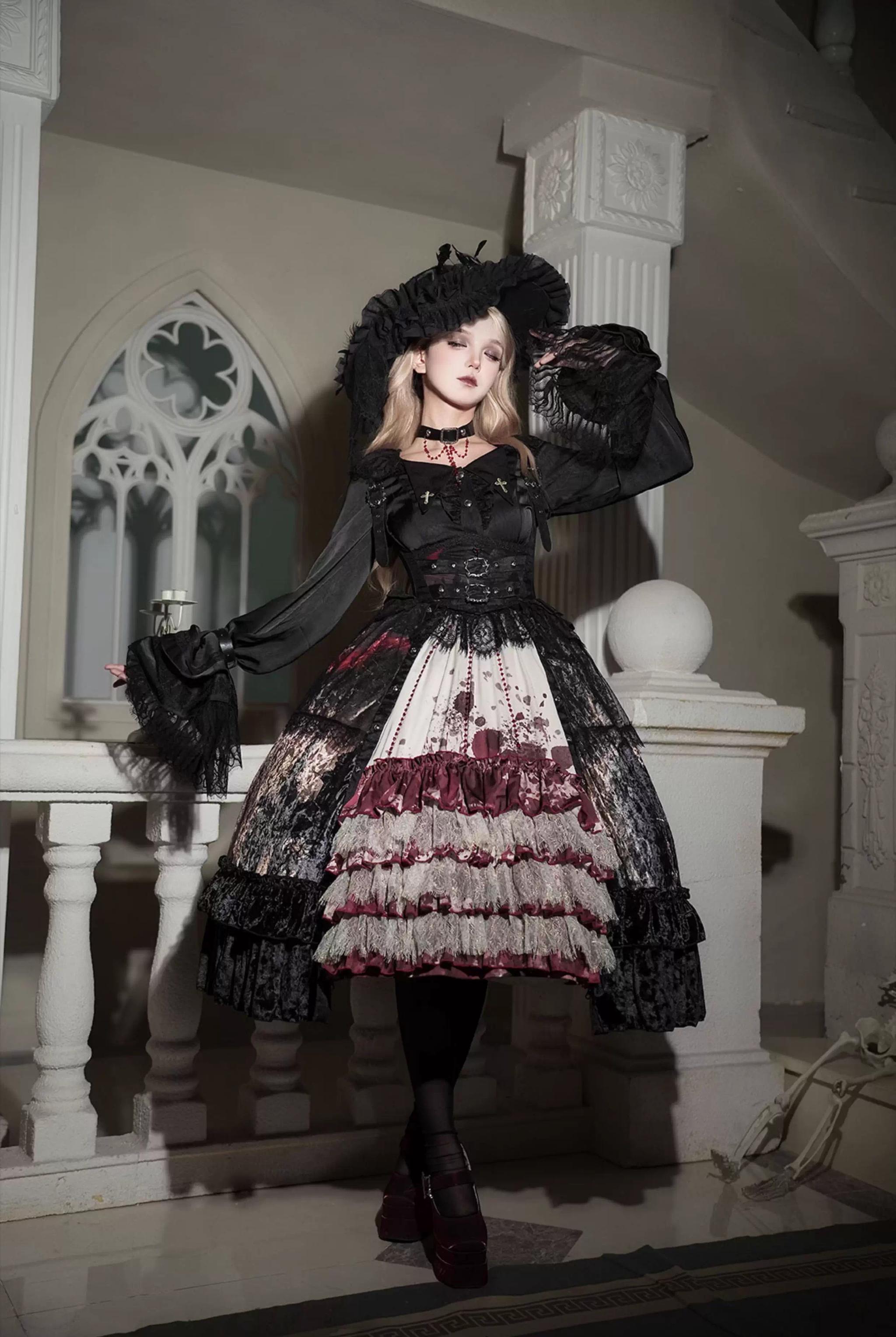 Heretic Nun - Halloween Gothic Lolita JSK Dress & Blouse Set - image 1