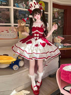 Red Rabbit Cake Lolita JSK Dress, KC and Train Full Set - image 3