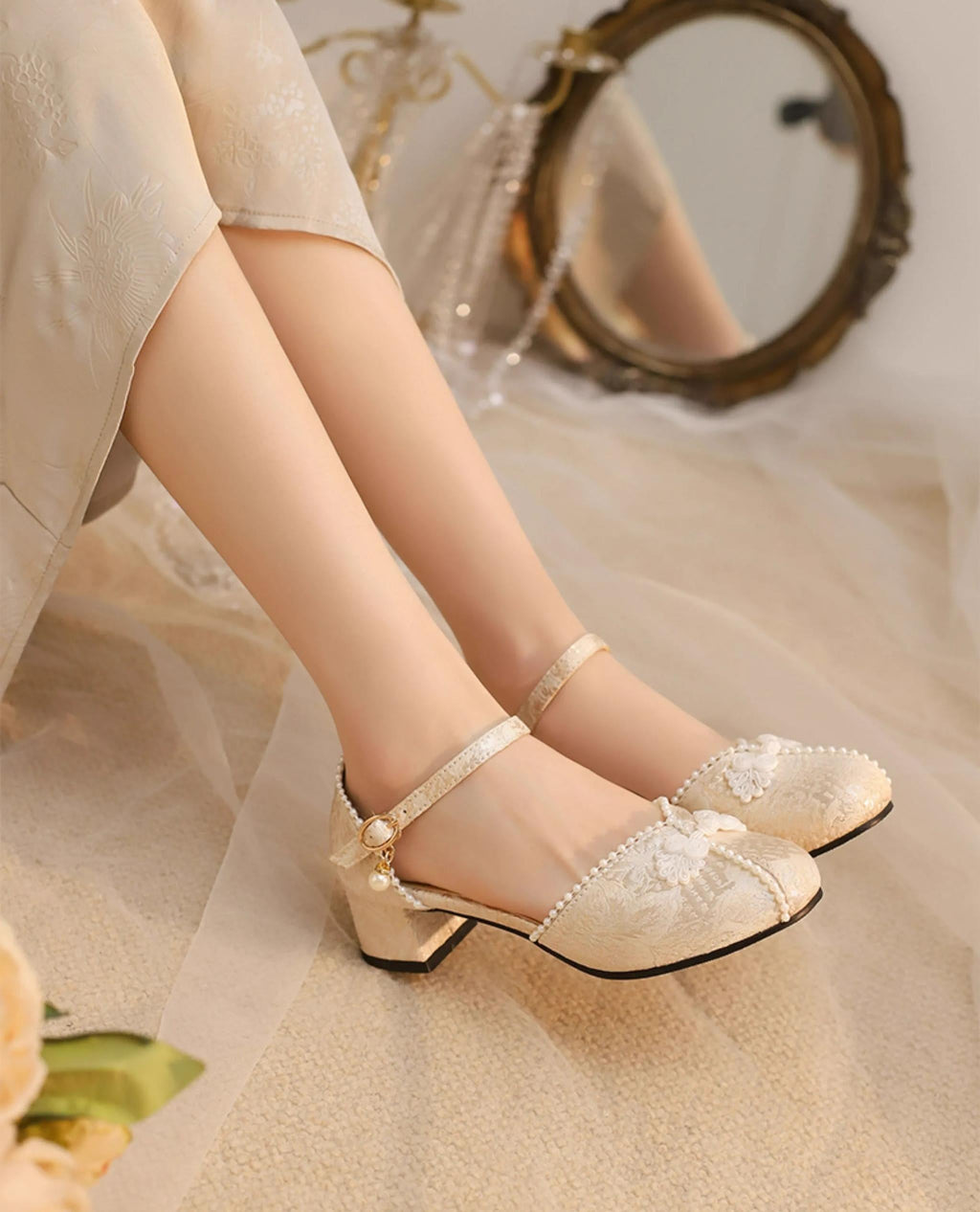 Heart Jade Qi Lolita Chunky Heel Shoes - image 1