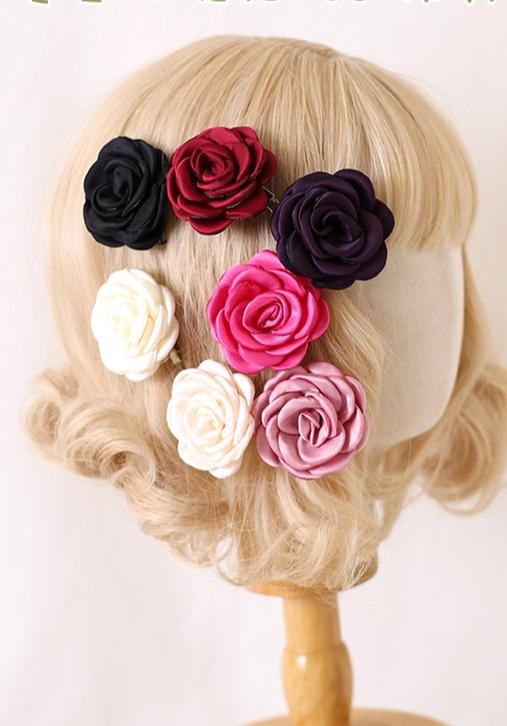 Retro Lolita Brooch Rose Hairpins Flower Headdress - image 8