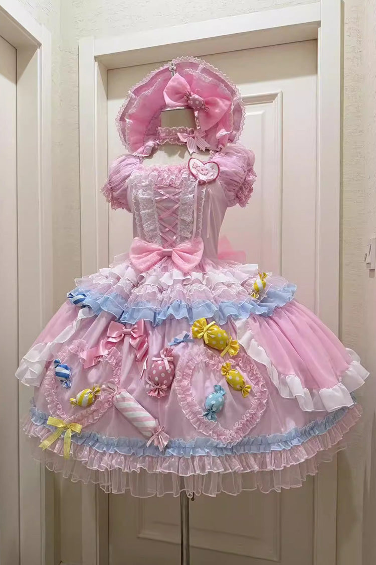 Pink Candy Party Sweet Lolita Short-Sleeve Dress - image 1