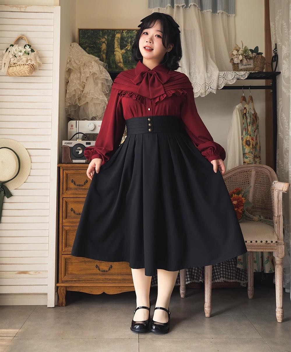 Forest Basket Elegant Lolita Blouse with Vintage Bow Tie - image 7