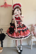 Sweet Berry Tale Strawberry Print Ruffle Bowknot Lace Sweet Lolita JSK Dress - image 22