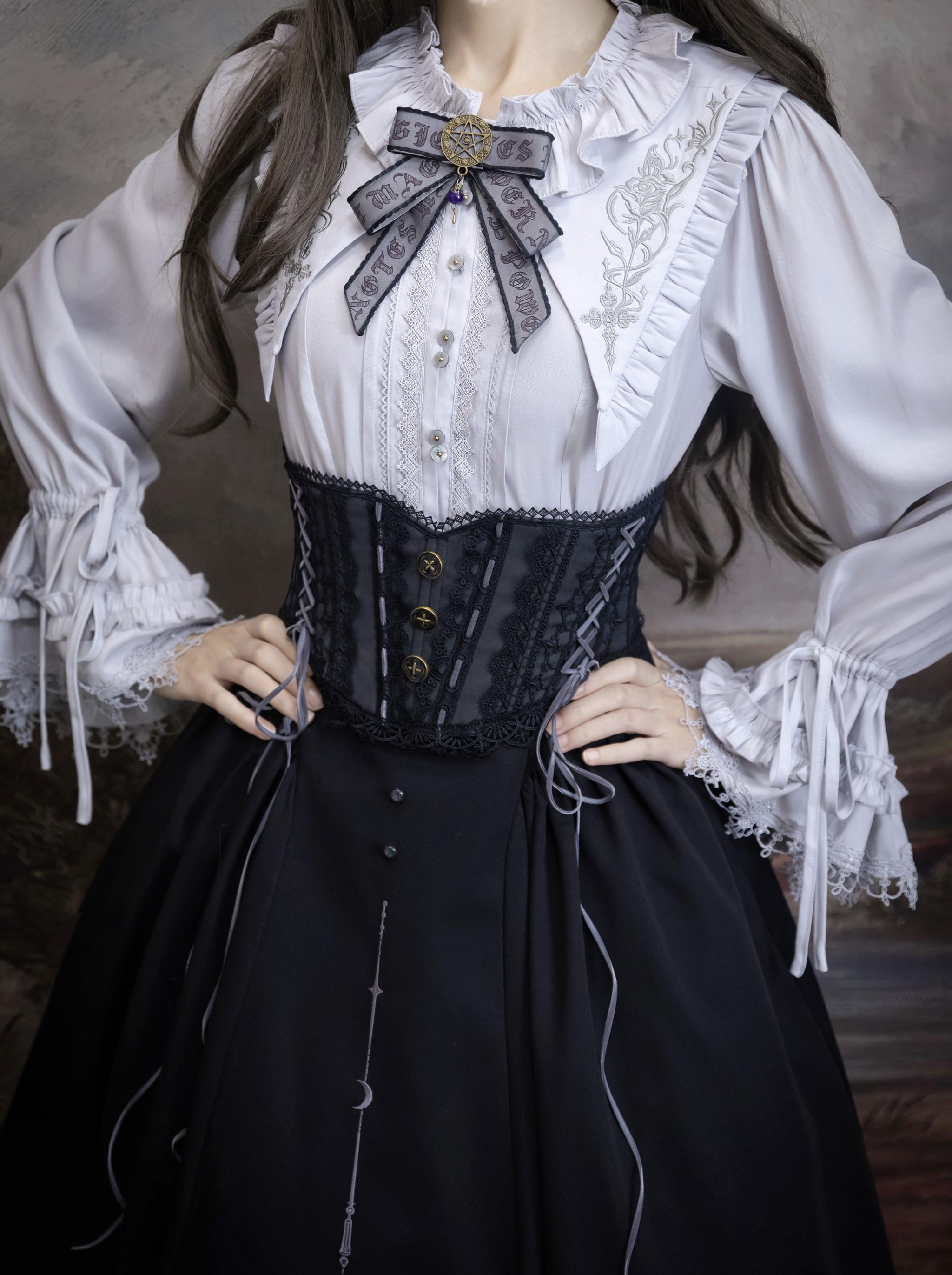 Witch Notes - Gothic Lolita Embroidered Dress Suit, Cross and Rose Print - image 30