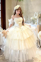 Mousse Love Song - Sleeveless Multi-Layered Ruffled Bride Bow Sweet Lolita Dress - image 1