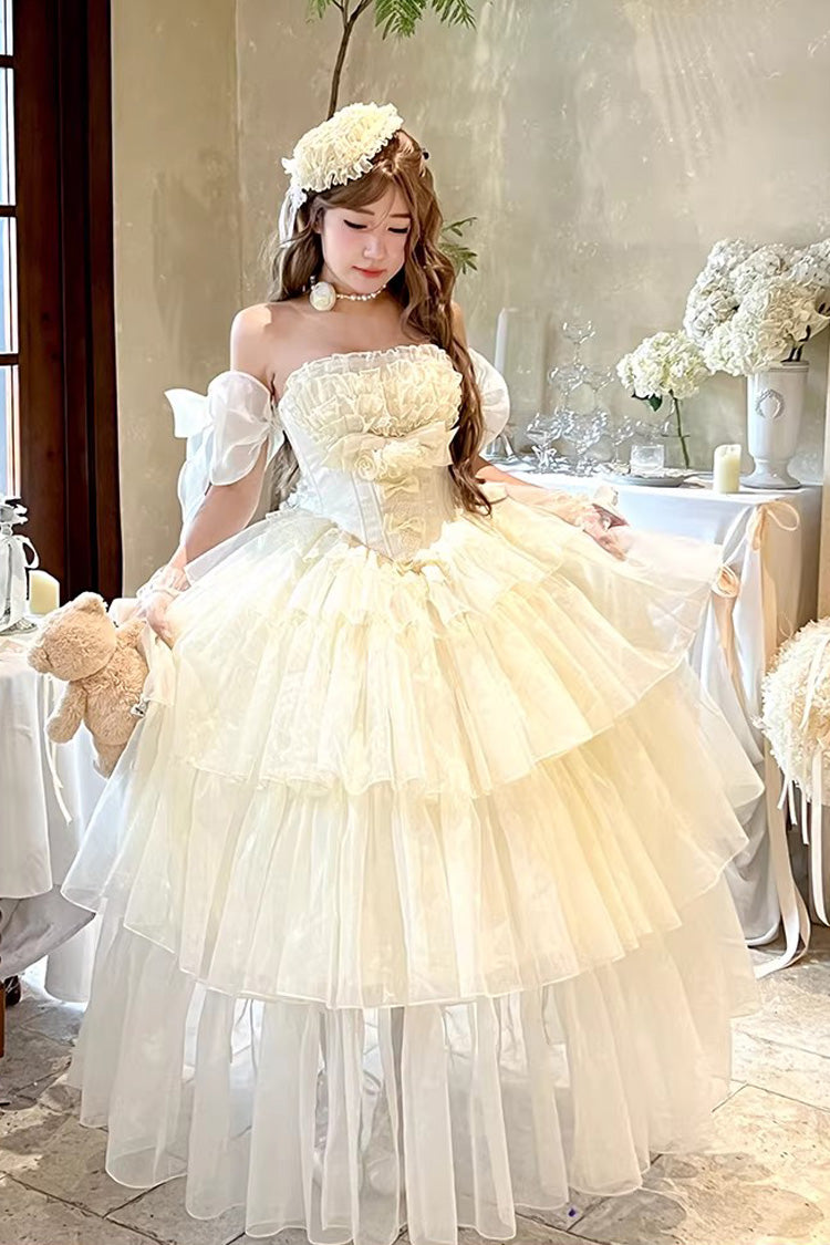 Mousse Love Song - Sleeveless Multi-Layered Ruffled Bride Bow Sweet Lolita Dress - image 1