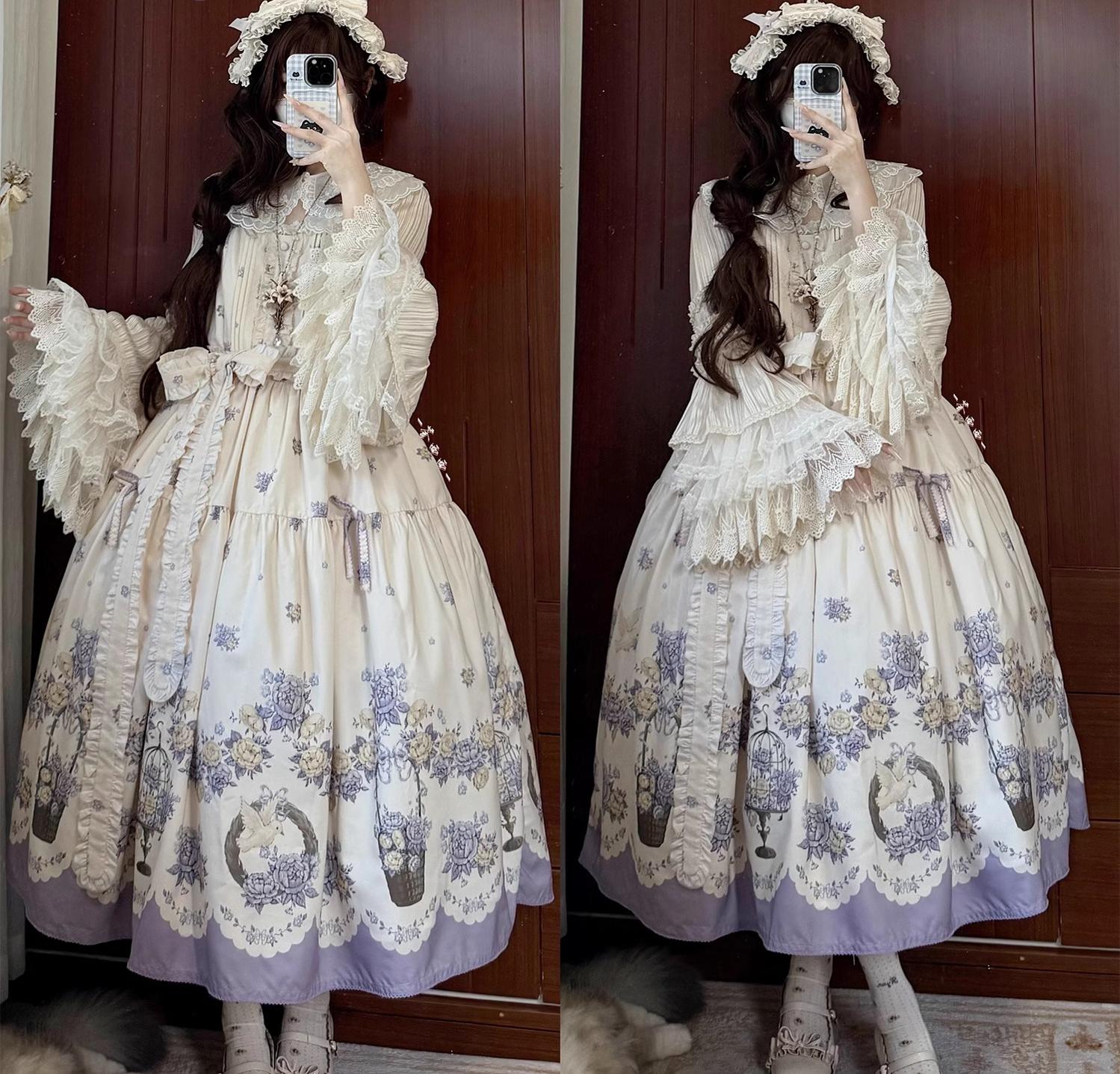 Floral and Bird Series - Classic Lolita JSK Dress, Floral Print - image 39