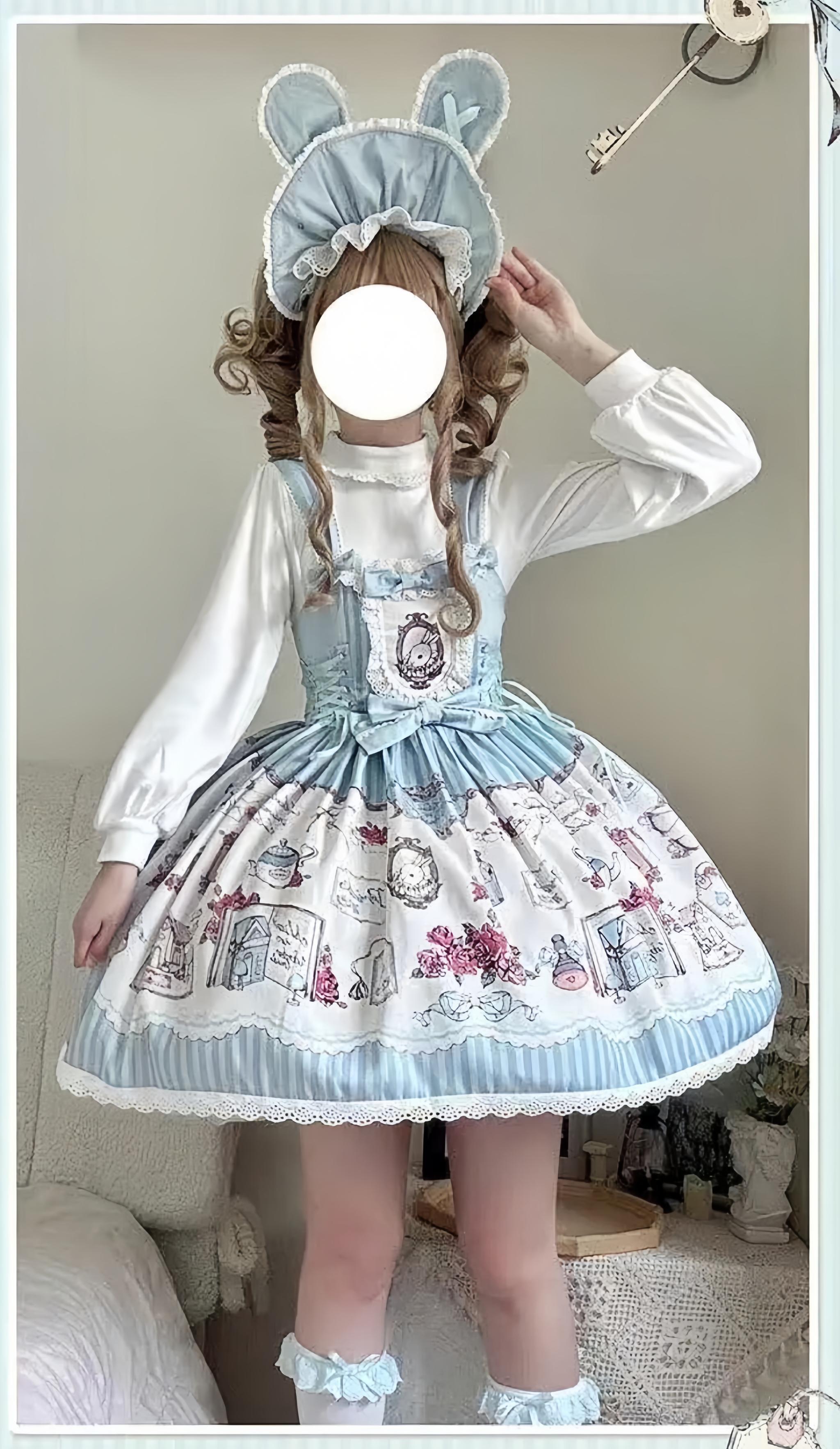 Rabbit Collection Box - Bunny Print Kawaii Lolita JSK Dress, 3 Colors - image 33