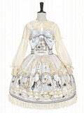 Azure Rabbit-Print Bow JSK with Lace Blouse - image 1