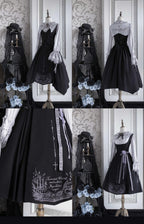 Witch Notes - Gothic Lolita Embroidered Dress Suit, Cross and Rose Print - image 45
