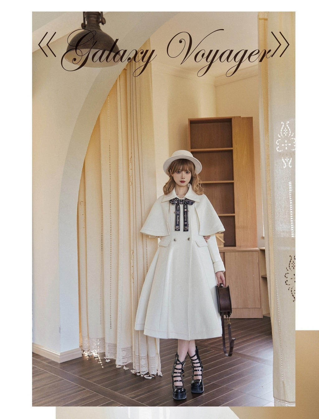 Galaxy Traveler - Classic School Lolita Overcoat with Detachable Cape and Bow - image 12