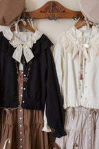 Graceful Dream - Retro Kawaii Lolita Sweater Cardigan, Ruffled Lace Neckline - image 14