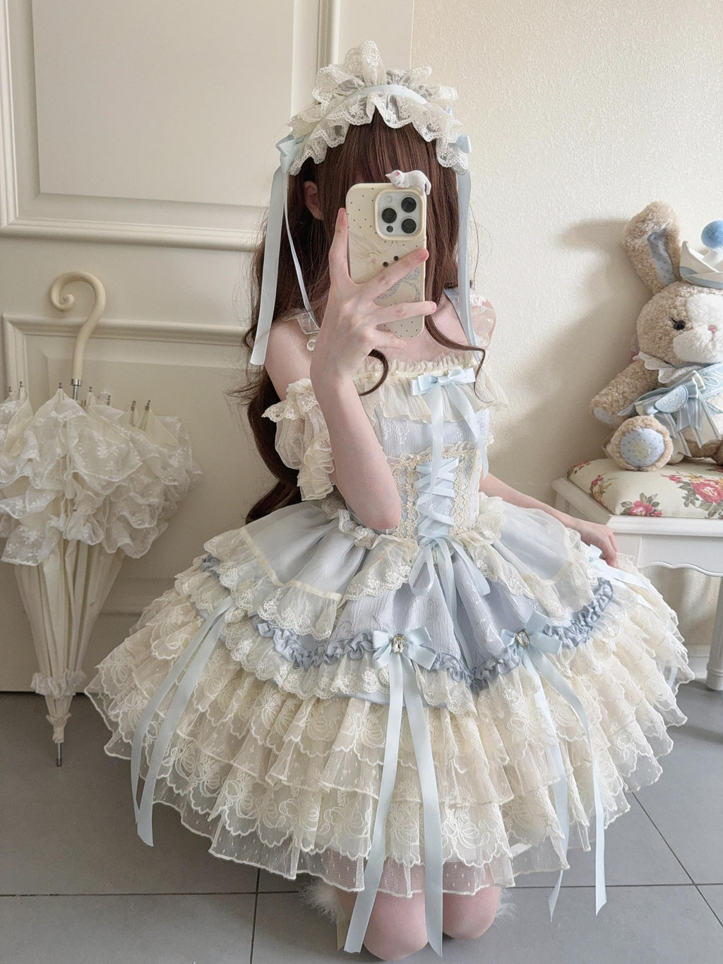 Ribbons of Love Sweet Lolita Tiered JSK Dress - image 17