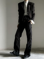Black High-Waisted Ouji Flare Pants – Straight-Leg Buttoned Waistband | ASAE - image 8