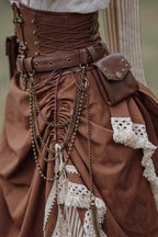 Victorian Stripes - Classic Lolita Tiered Skirt in White and Brown - image 9