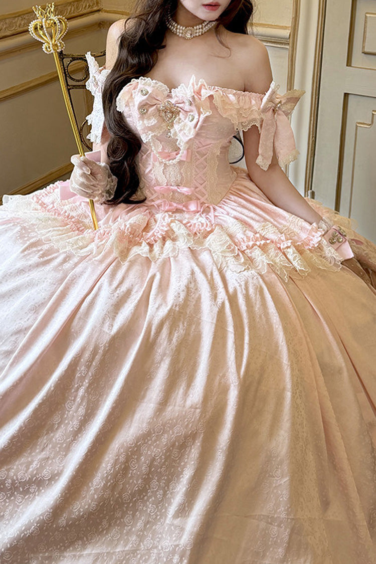 Pink White Moonlight Lover Elegant Lolita Strapless Dress - image 6